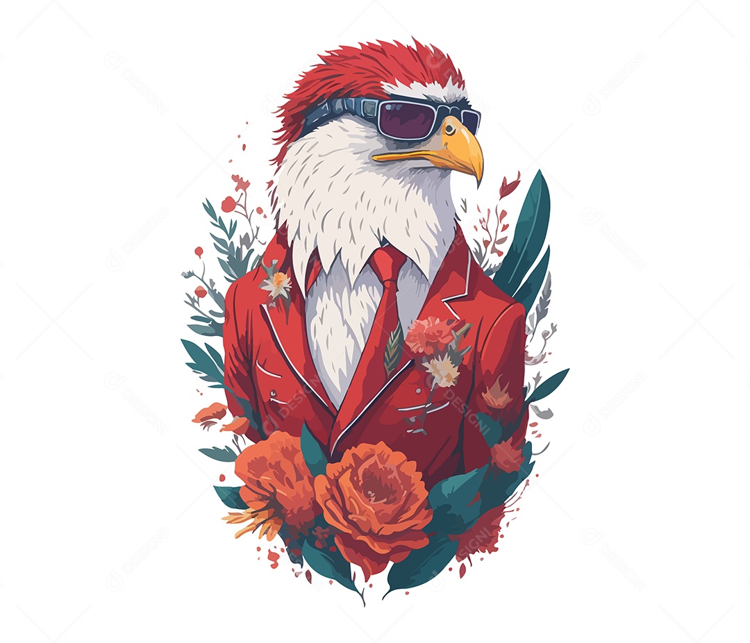 Mascote 3D Águia Com Óculos EPS Editável