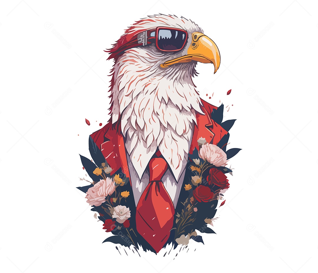 Mascote 3D Águia Com Óculos EPS Editável