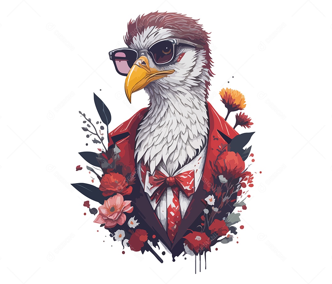 Mascote 3D Ave Com Óculos EPS Editável