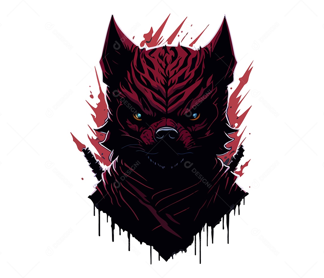 Ilustração 3D Lobo Com Capa Vermelha EPS Editável