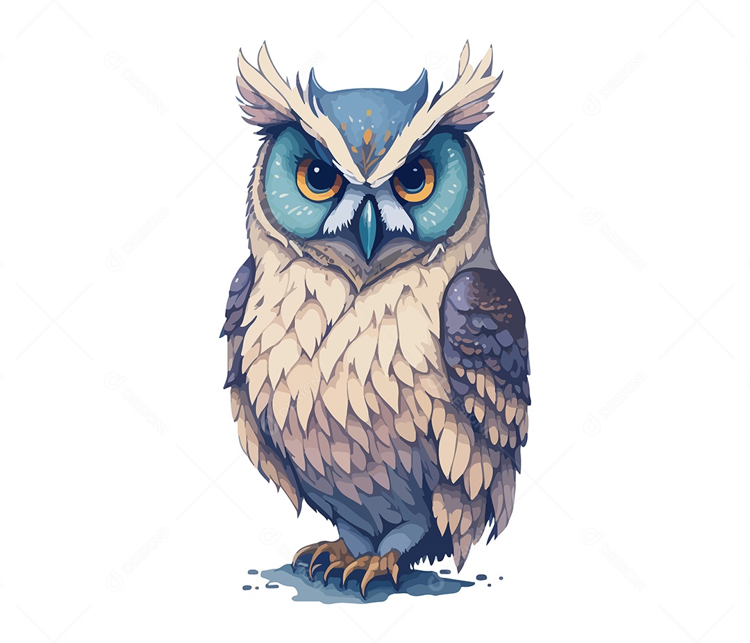 Ilustração 3D Coruja EPS Editável