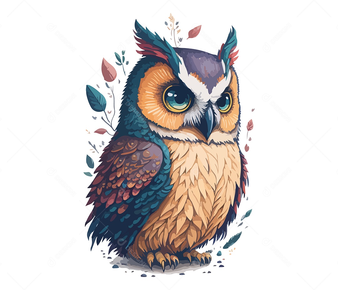 Ilustração 3D Coruja EPS Editável