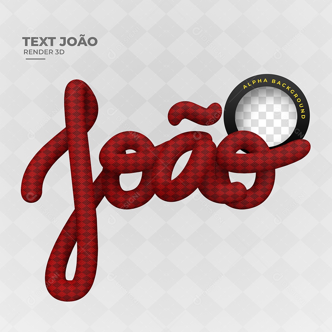 Texto 3D João Na Cor Vermelha Para Composição PSD