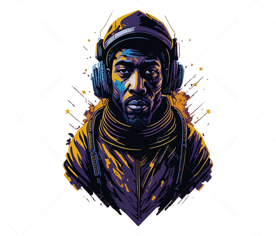 Ilustração 3D Homem Com Fone De Ouvido EPS Editável