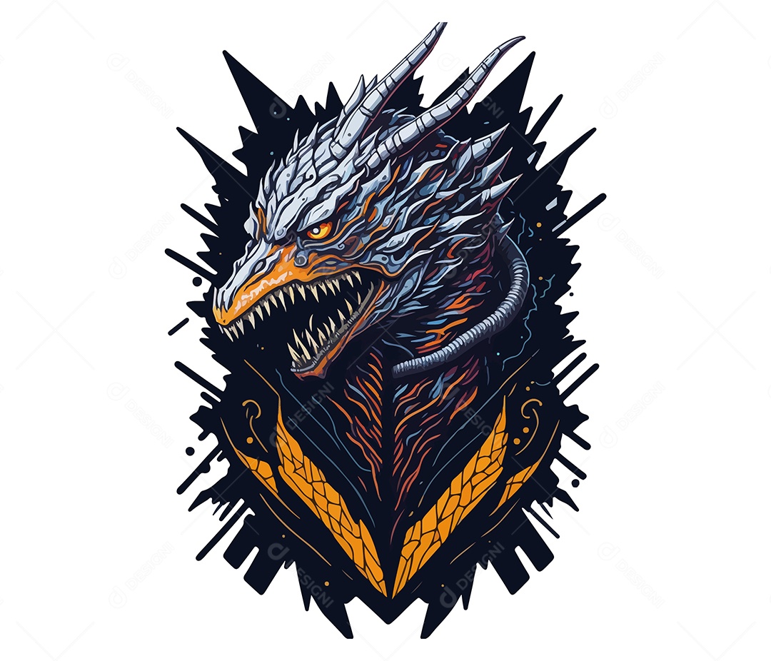 Ilustração 3D Dragão EPS Editável