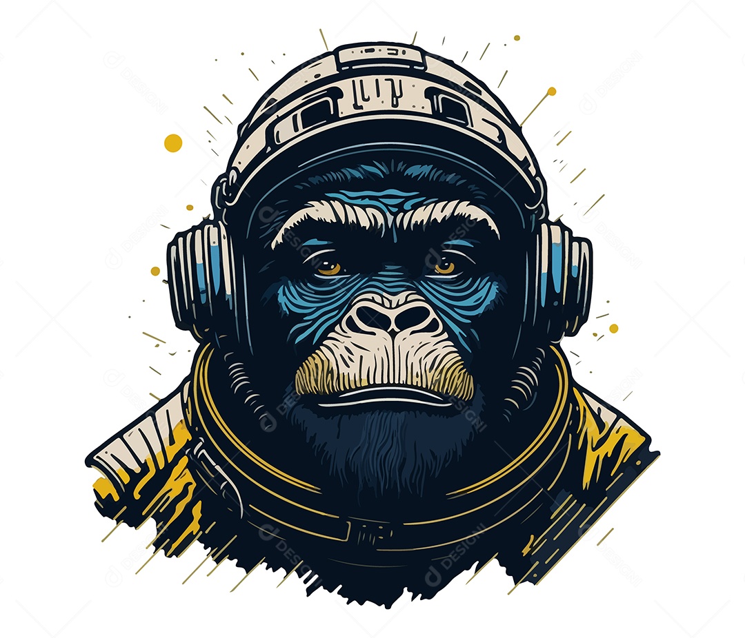 Mascote 3D Macaco Com Fone De Ouvido EPS Editável