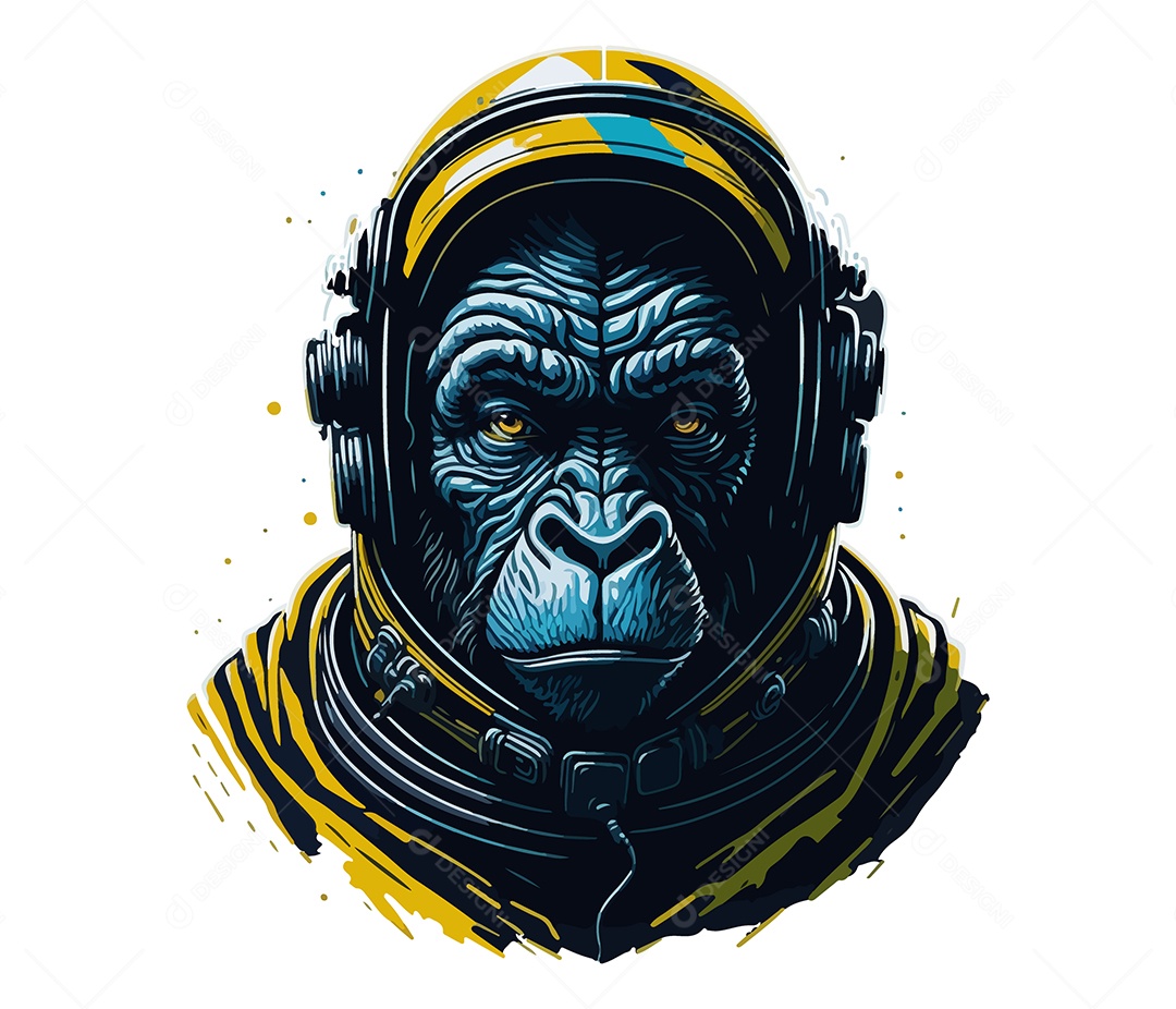 Mascote 3D Macaco Com Fone De Ouvido EPS Editável