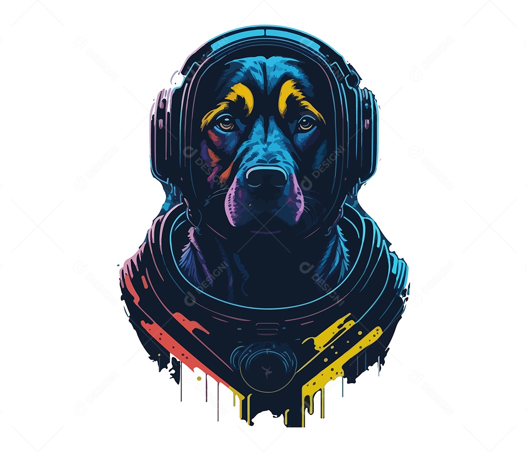Ilustração 3D Cachorro Com Capacete De Astronauta EPS Editável