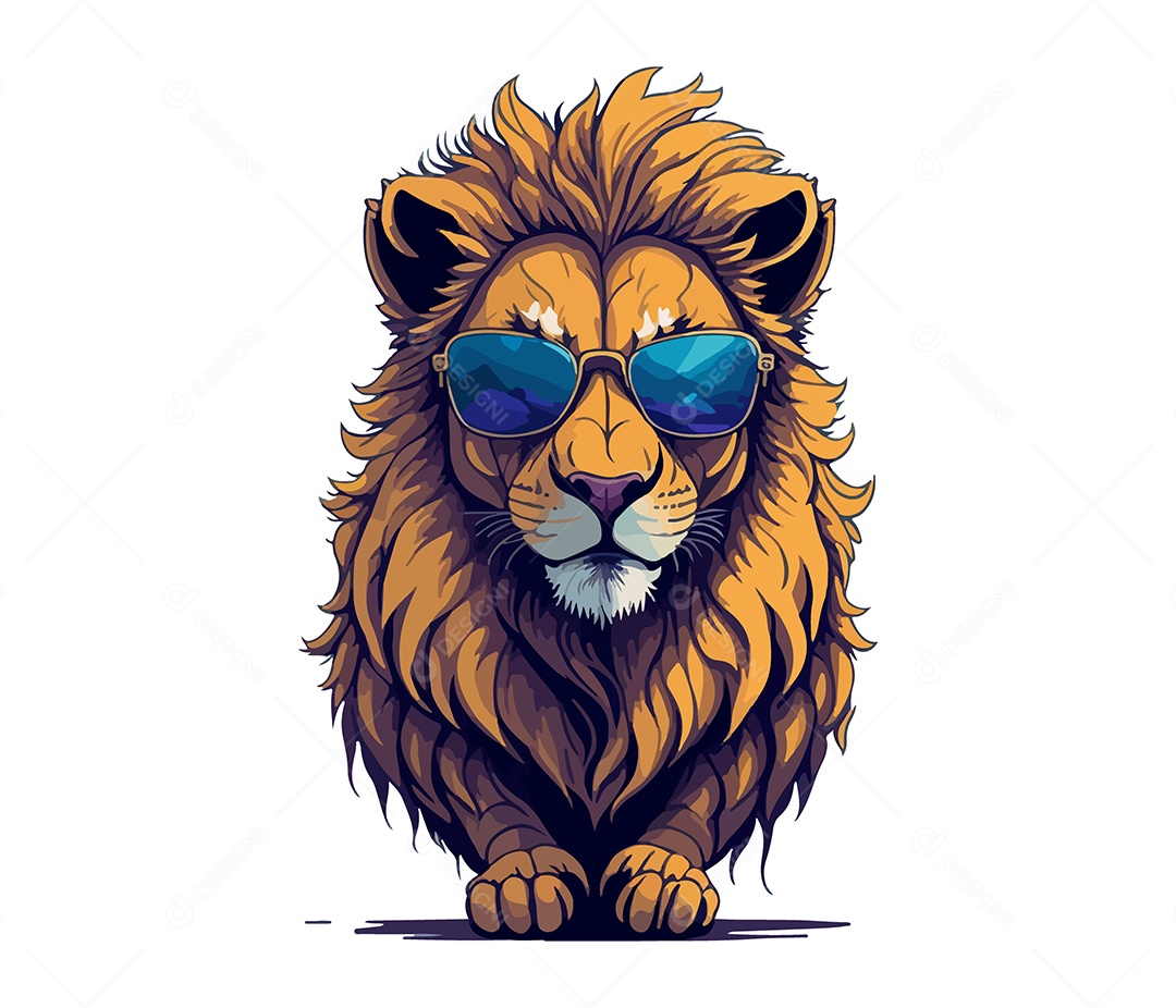 Mascote 3D Leão Com Óculos EPS Editável