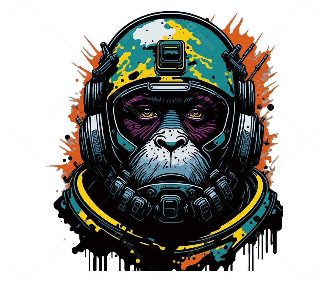 Mascote 3D Macaco Com Capacete EPS Editável