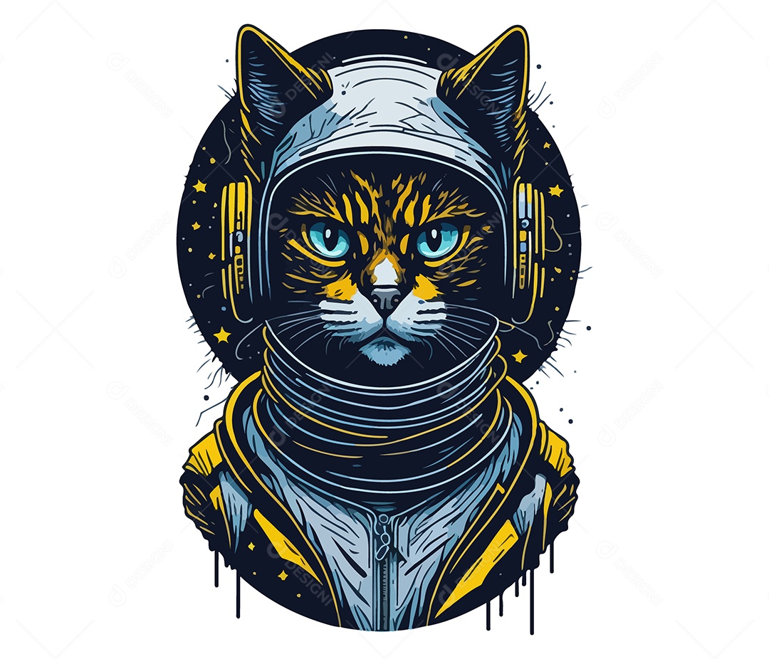 Ilustração 3D Gato Com Capacete De Astronauta EPS Editável