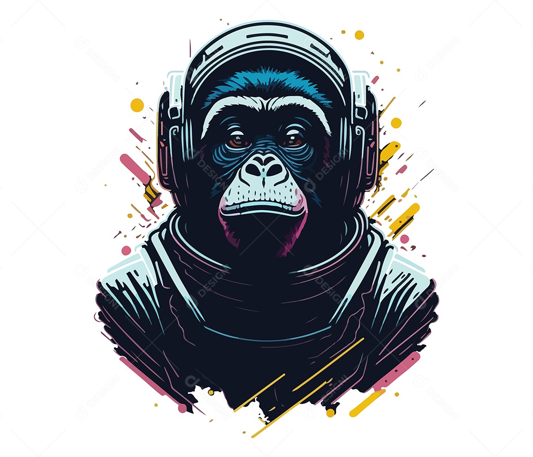 Mascote 3D Macaco Com Fone De Ouvido EPS Editável