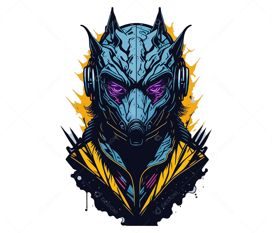 Mascote 3D Animal Com Mascara EPS Editável