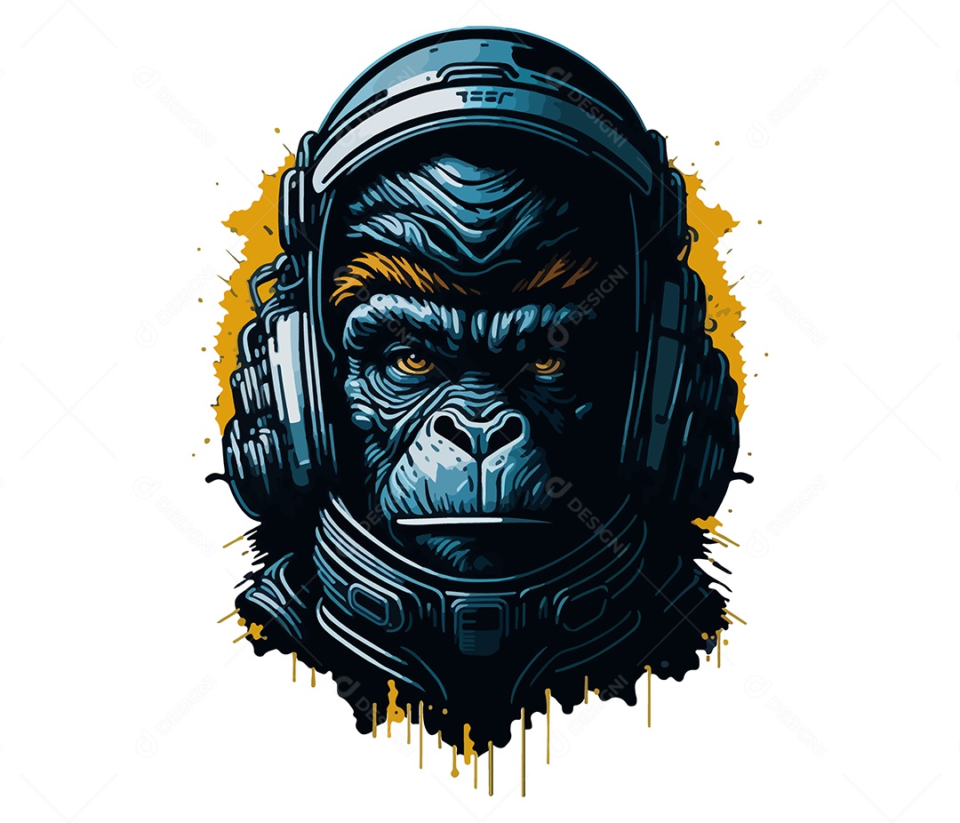 Mascote 3D Macaco Com Capacete De Astronauta EPS Editável