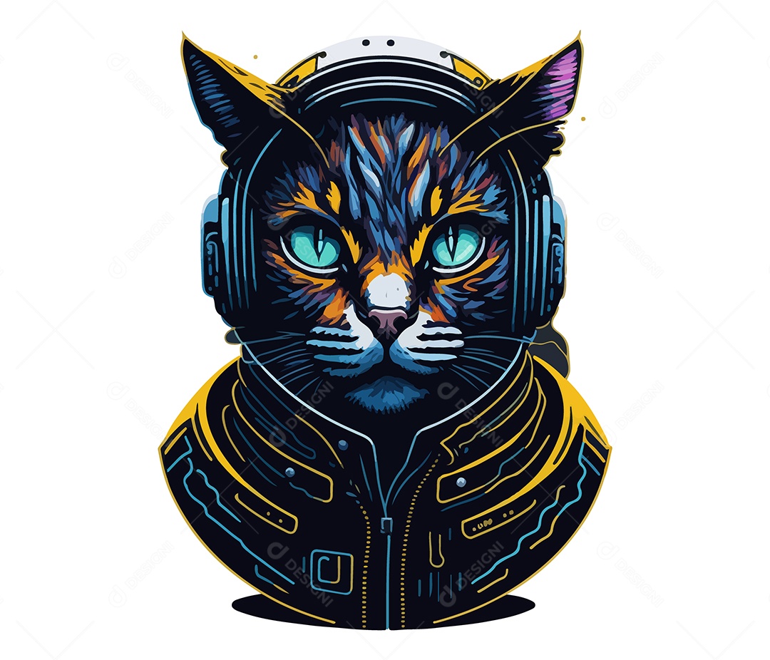 Ilustração 3D Gato Astronauta EPS Editável