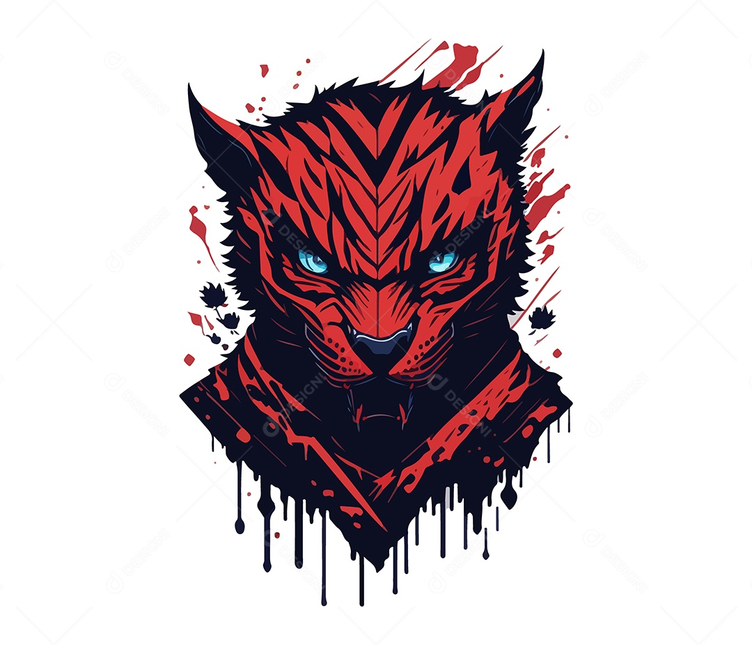 Mascote 3D Fera Vermelha EPS Editável