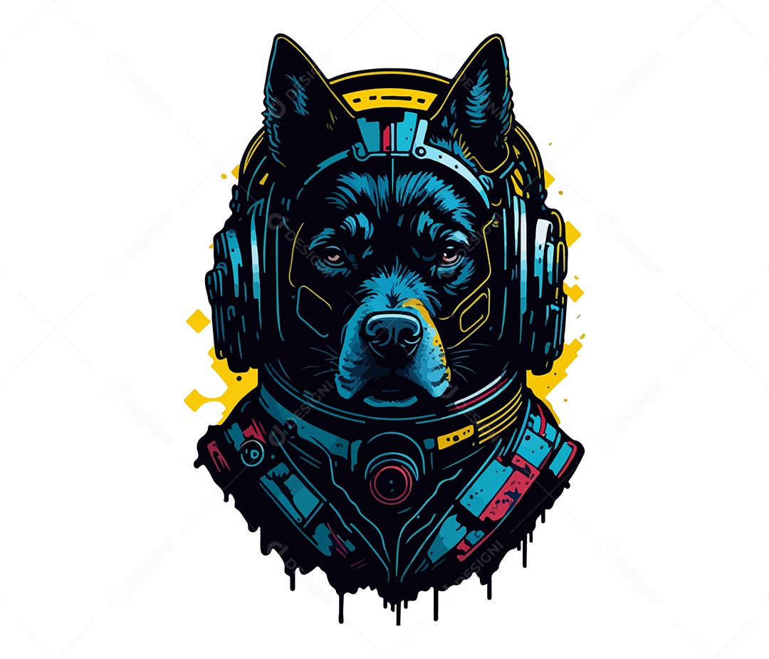 Mascote 3D Cachorro Astronauta EPS Editável