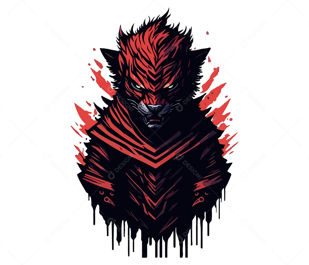 Ilustração 3D Animal Vermelho EPS Editável