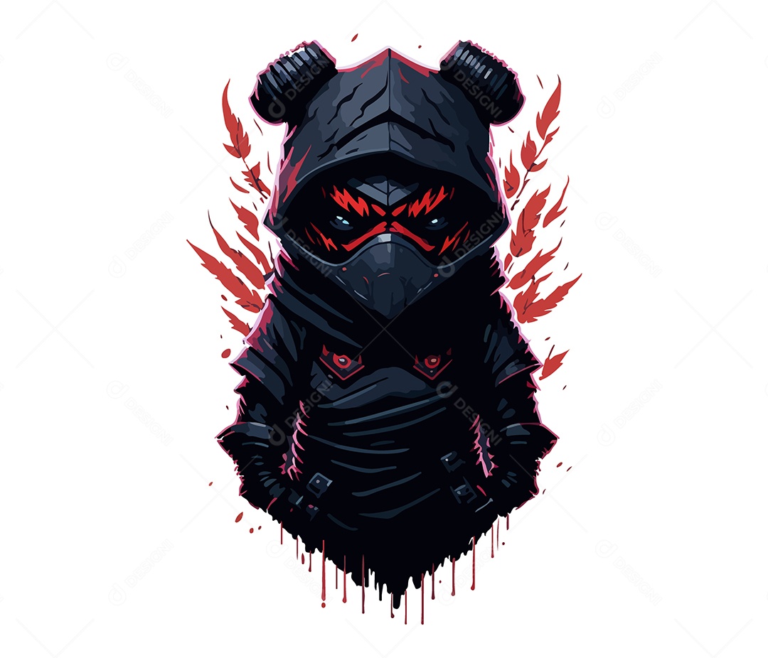 Ilustração 3D Ninja EPS Editável