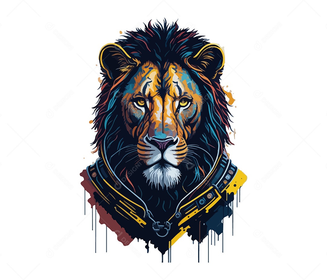 Ilustração 3D Leão EPS Editável