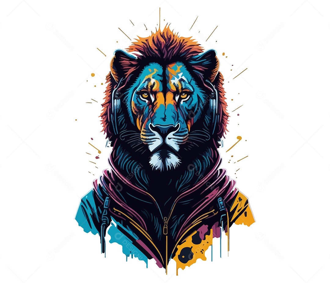 Ilustração 3D Leão EPS Editável