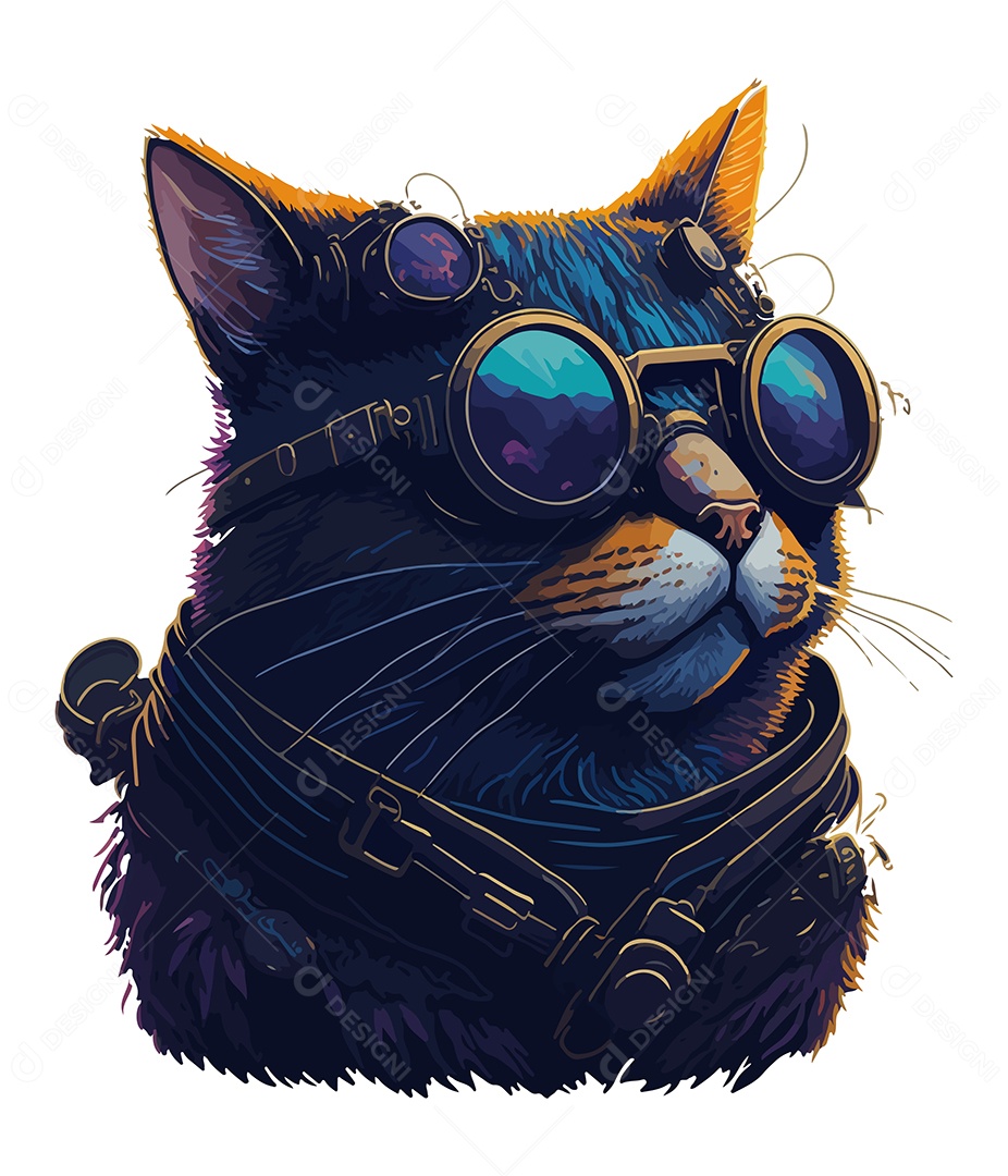 Ilustração 3D Gato De Óculos EPS Editável