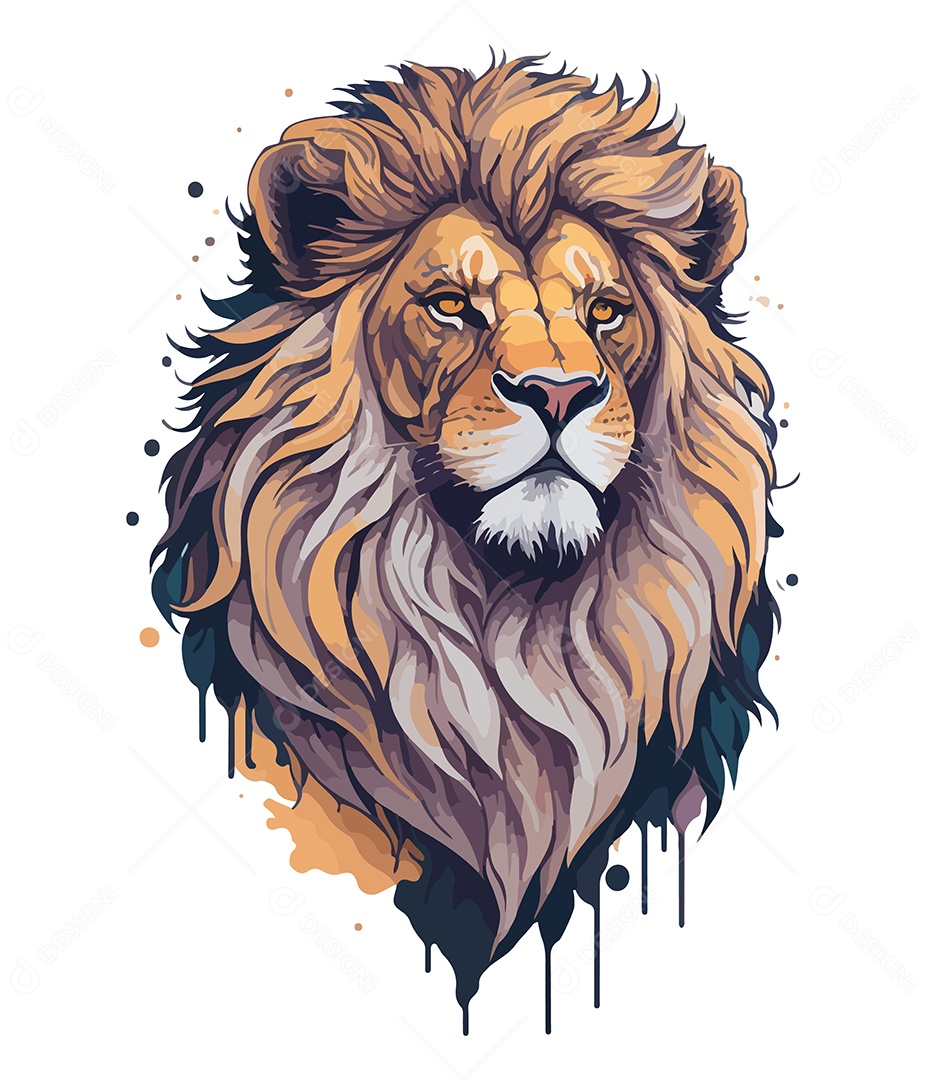 Ilustração 3D Leão EPS Editável