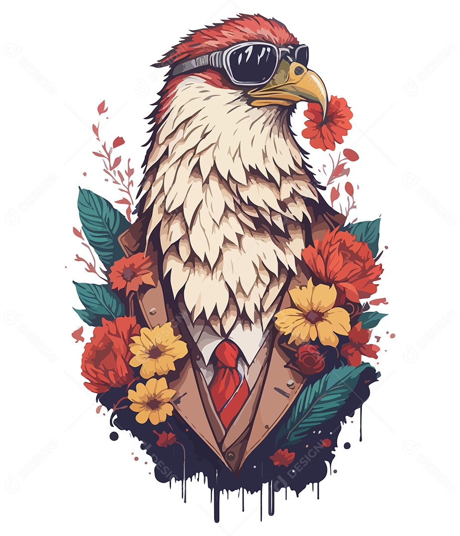 Ilustração 3D Águia De Óculos EPS Editável