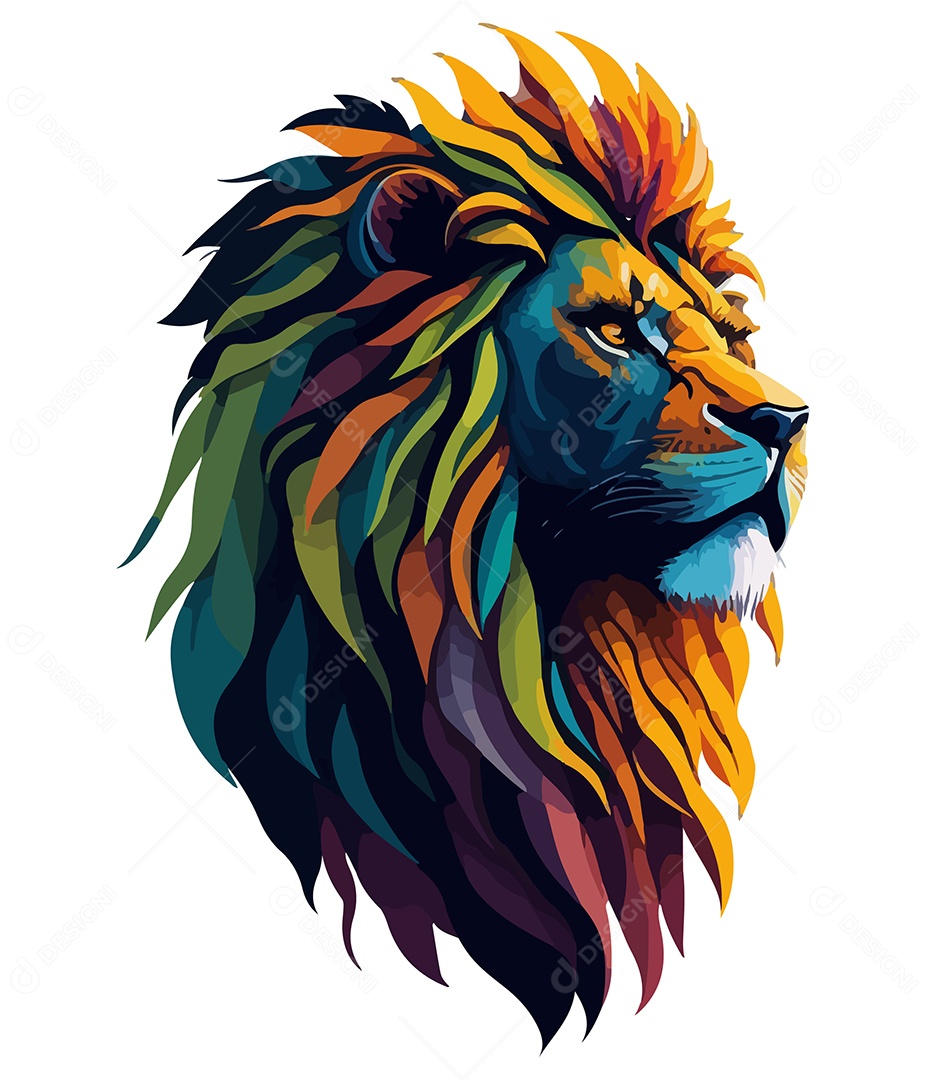 Ilustração 3D Leão EPS Editável