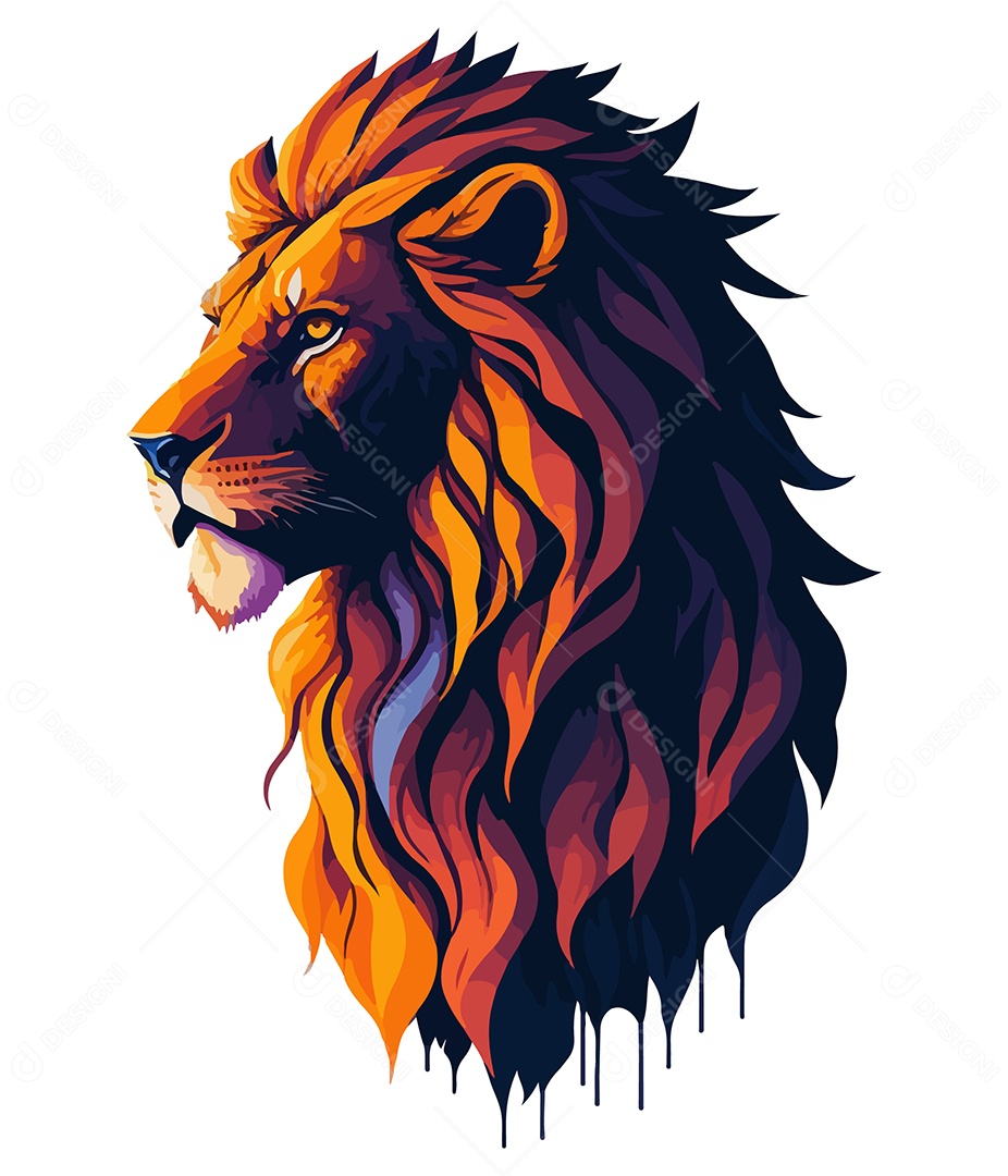 Ilustração 3D Leão EPS Editável