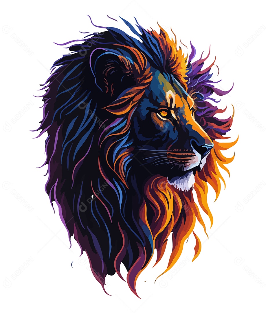 Ilustração 3D Leão EPS Editável