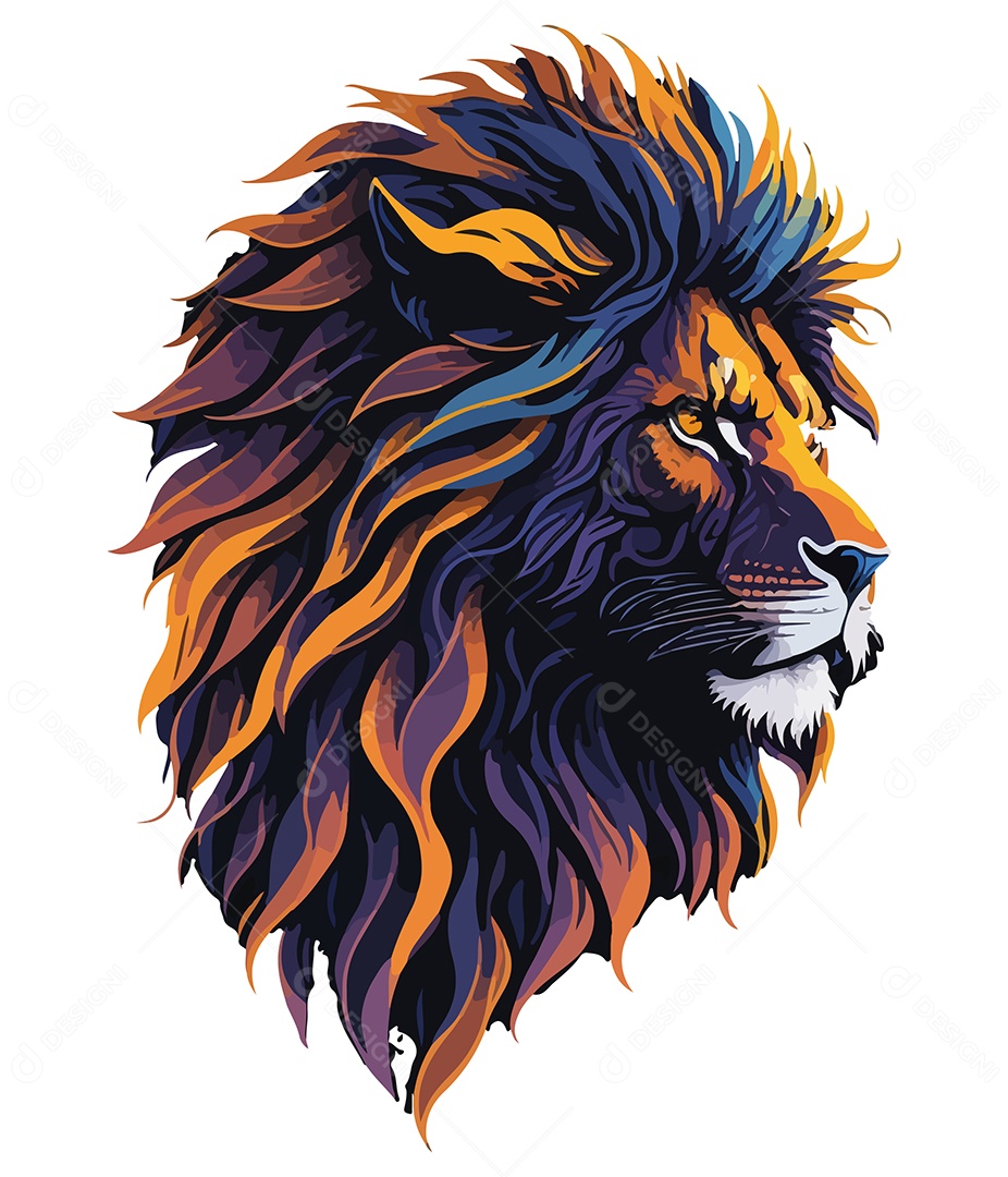 Ilustração 3D Leão EPS Editável