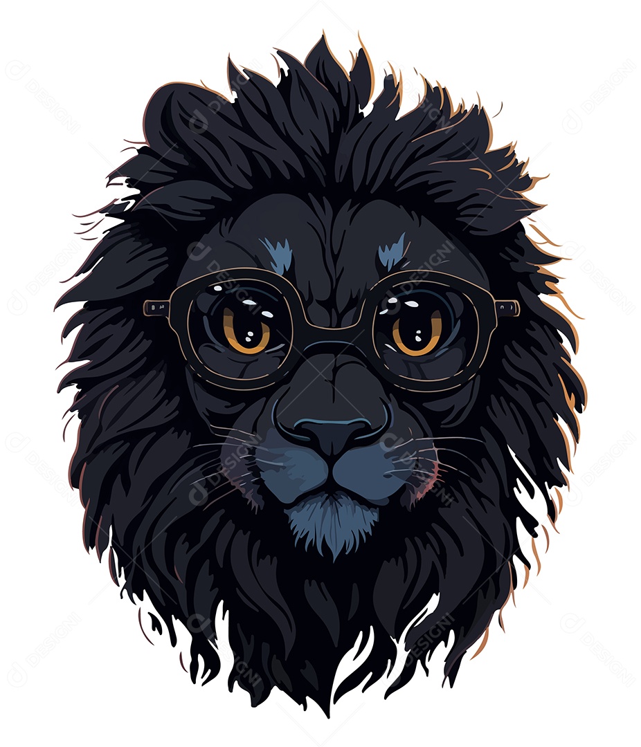 Ilustração 3D Leão Com Óculos EPS Editável