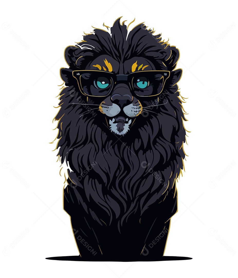 Ilustração 3D Leão Com Óculos EPS Editável