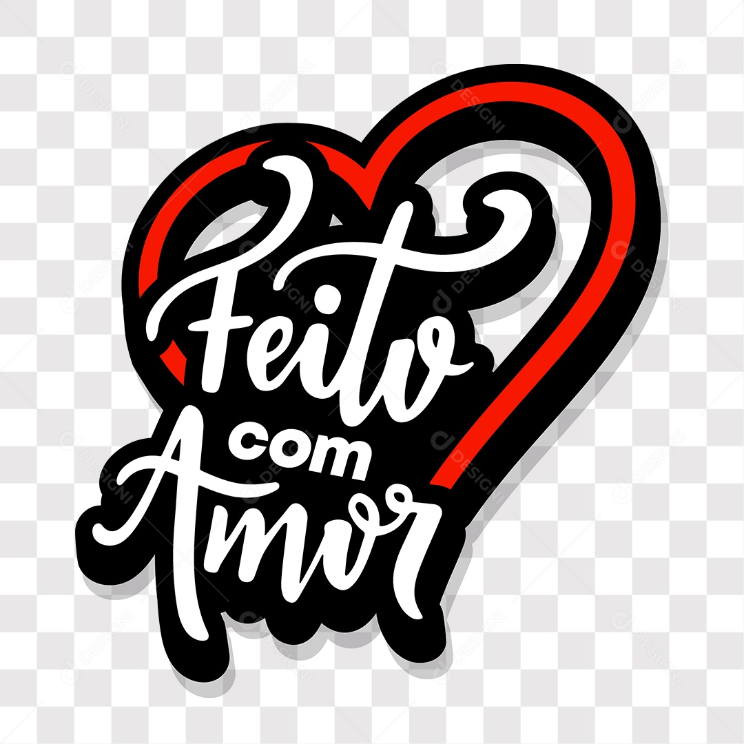 Lettering Dia Dos Namorados Feito Com Amor EPS + PNG