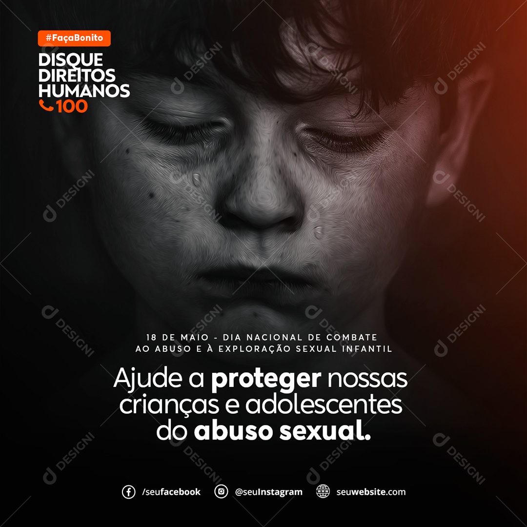 Social Media Dia Nacional De Combate Ao Abuso e Exploração Sexual PSD Editável