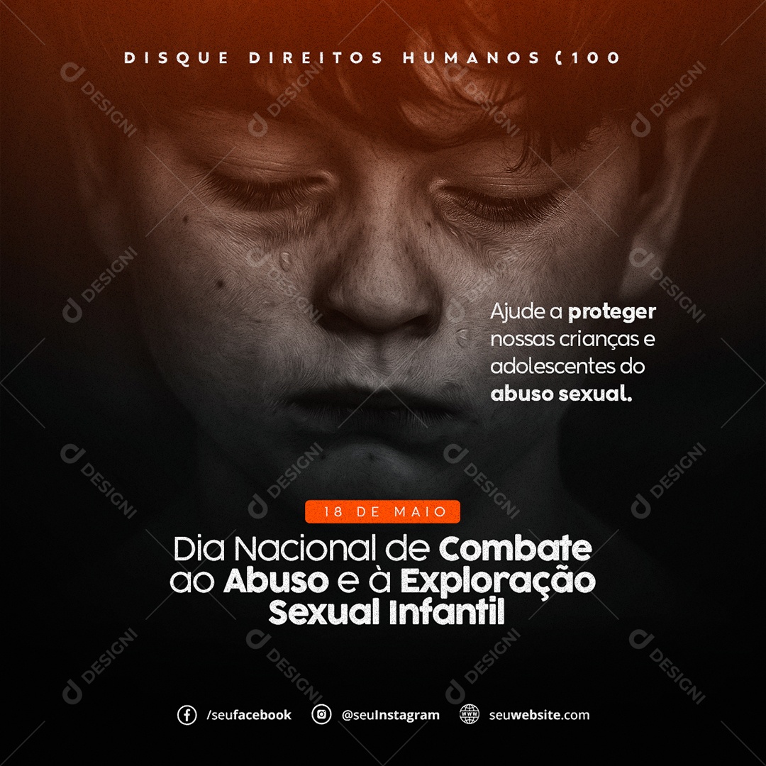 Social Media Dia Nacional De Combate Ao Abuso e Exploração Sexual PSD Editável
