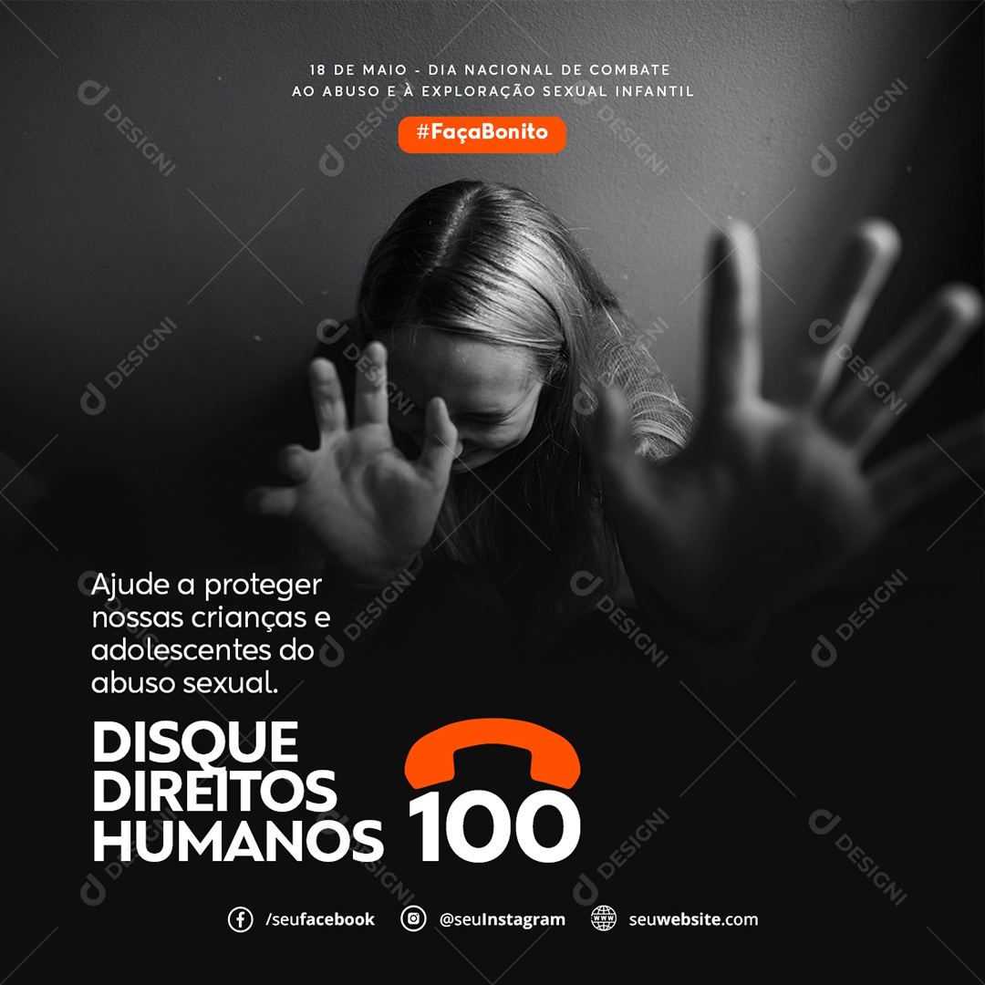 Dia Nacional De Combate Ao Abuso e Exploração Sexual Social Media PSD Editável