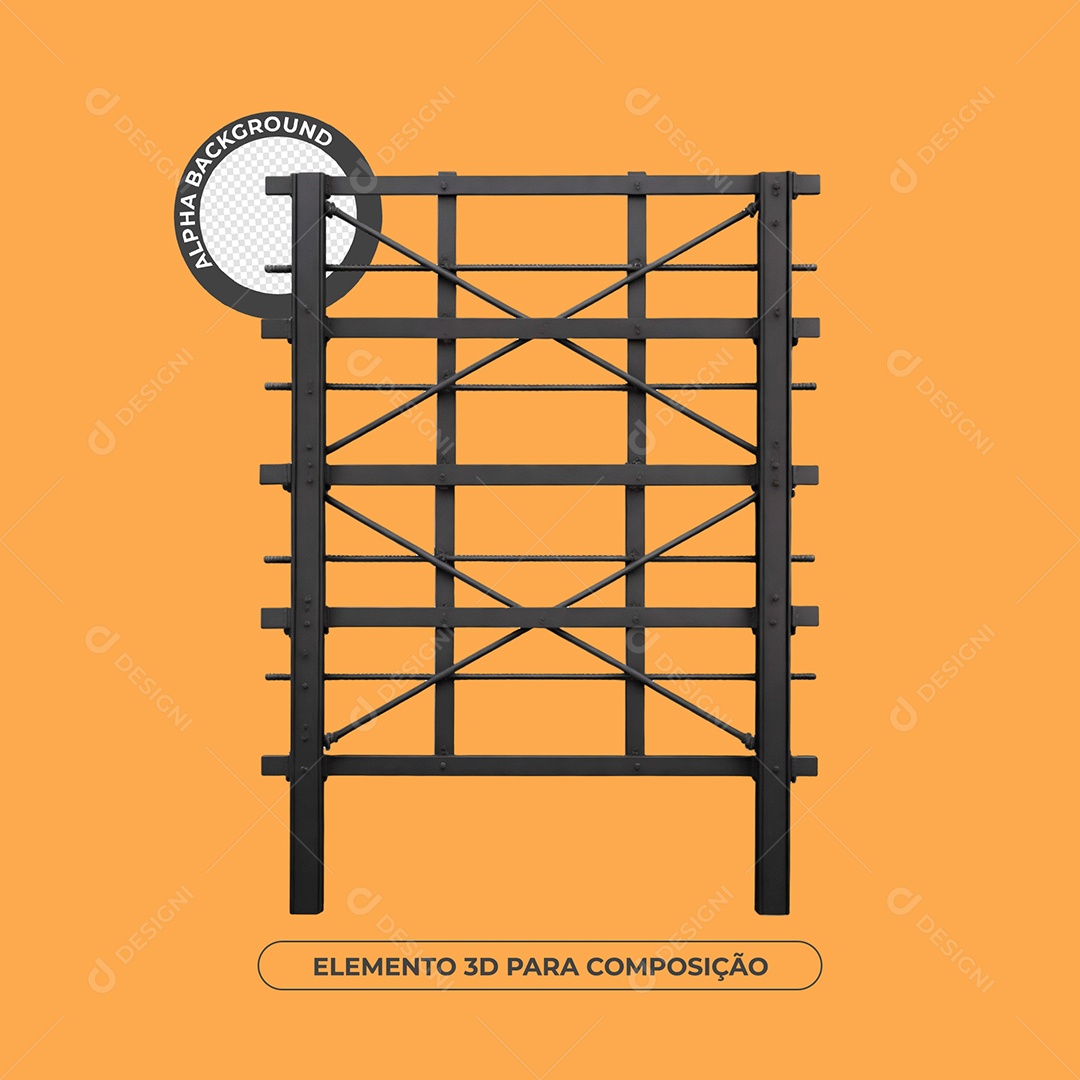 Painel De Ferro Elemento 3D Para Composição PSD