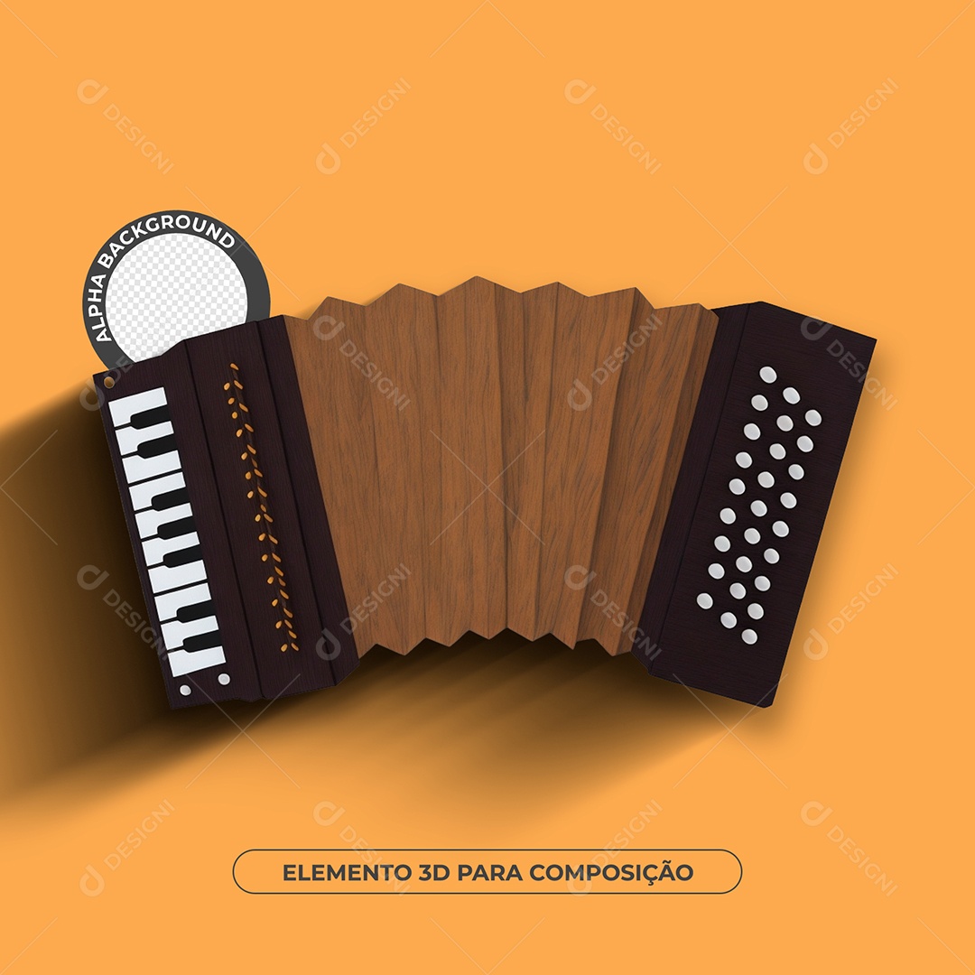 Sanfona Elemento 3D Para Composição PSD