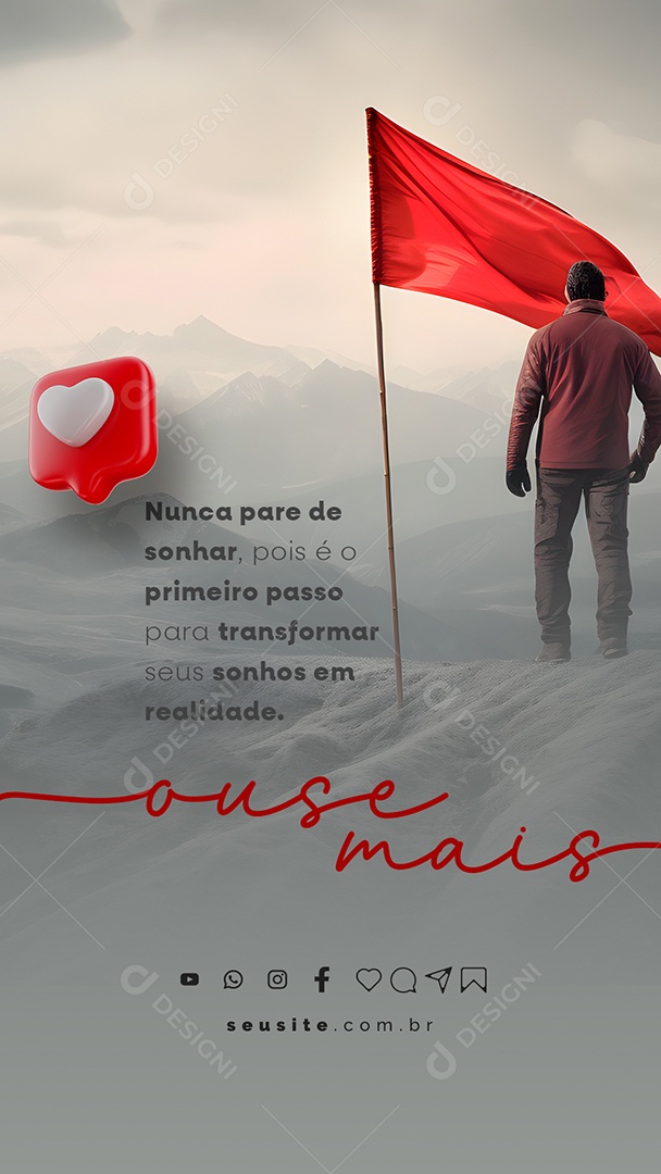 Story Nunca Pare De Sonhar Frase Motivacional Social Media PSD Editável