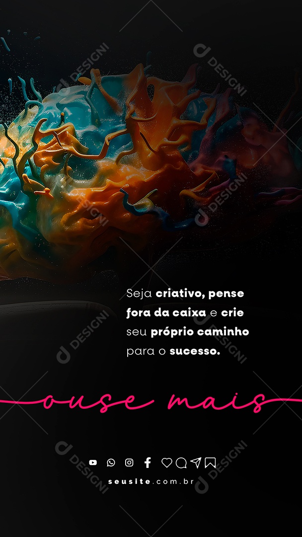 Story Seja Criativo Pense Fora Da Caixa Frase Motivacional Social Media PSD Editável