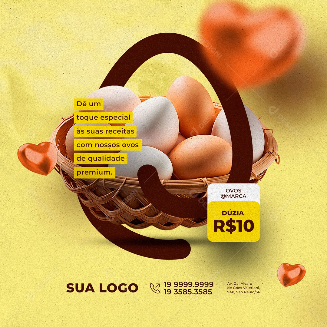 Dê Um Toque Especial Às Suas Receitas Dúzia 10,00 Ovos Social Media PSD Editável