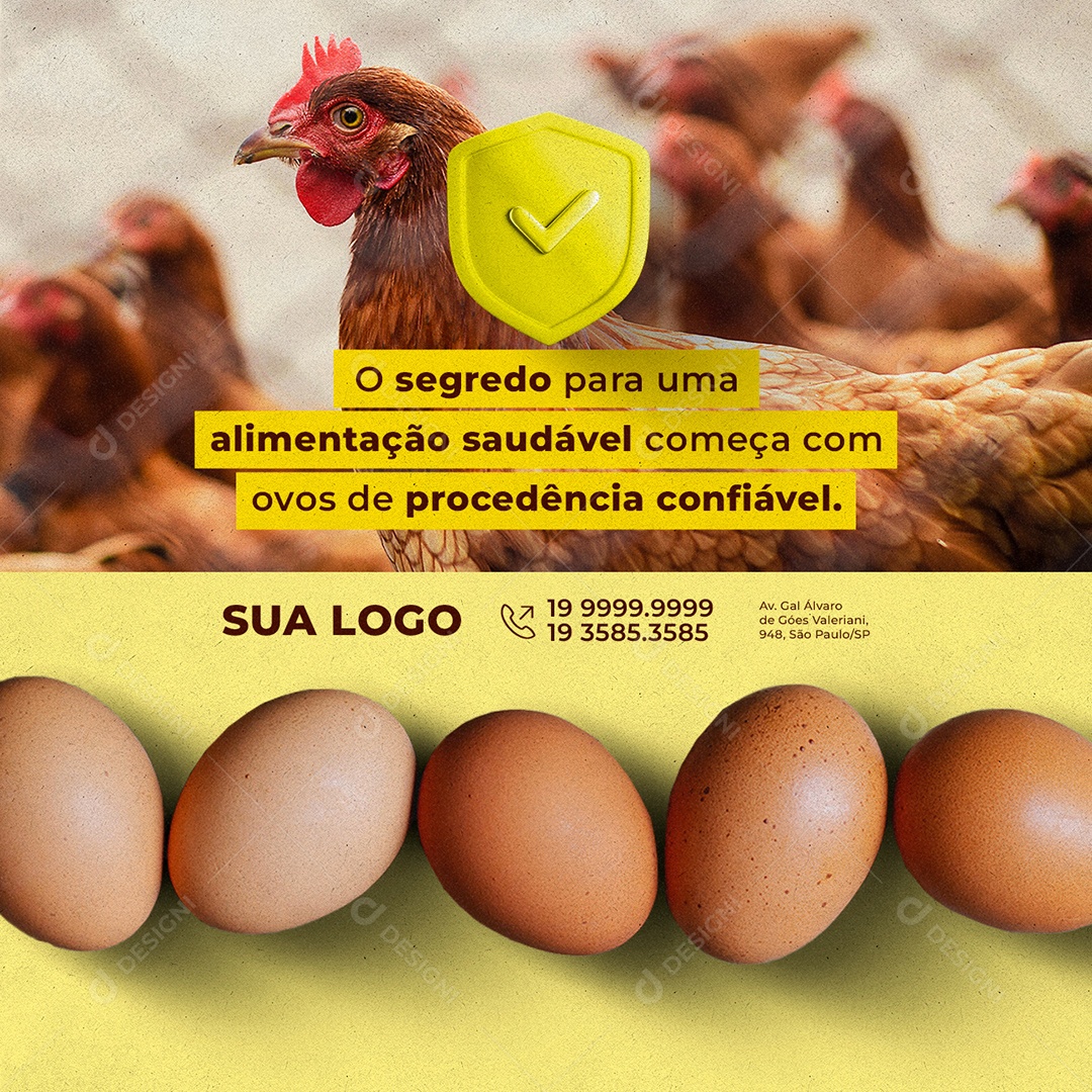 O Segredo Para Uma Alimentação Saudável Começa Com Ovos Social Media PSD Editável