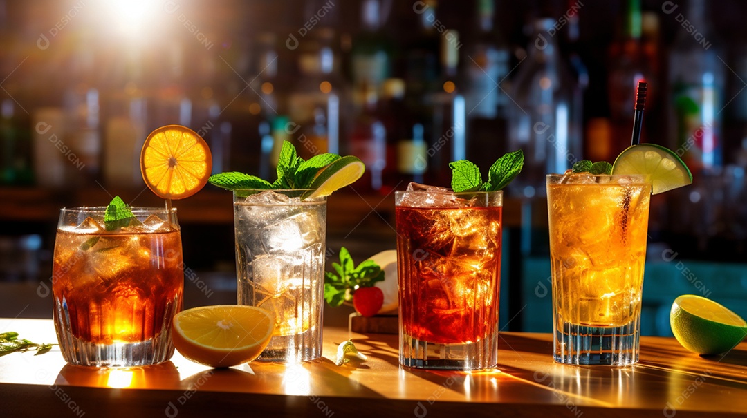 Drinks Encima De Balcão Em Destilaria