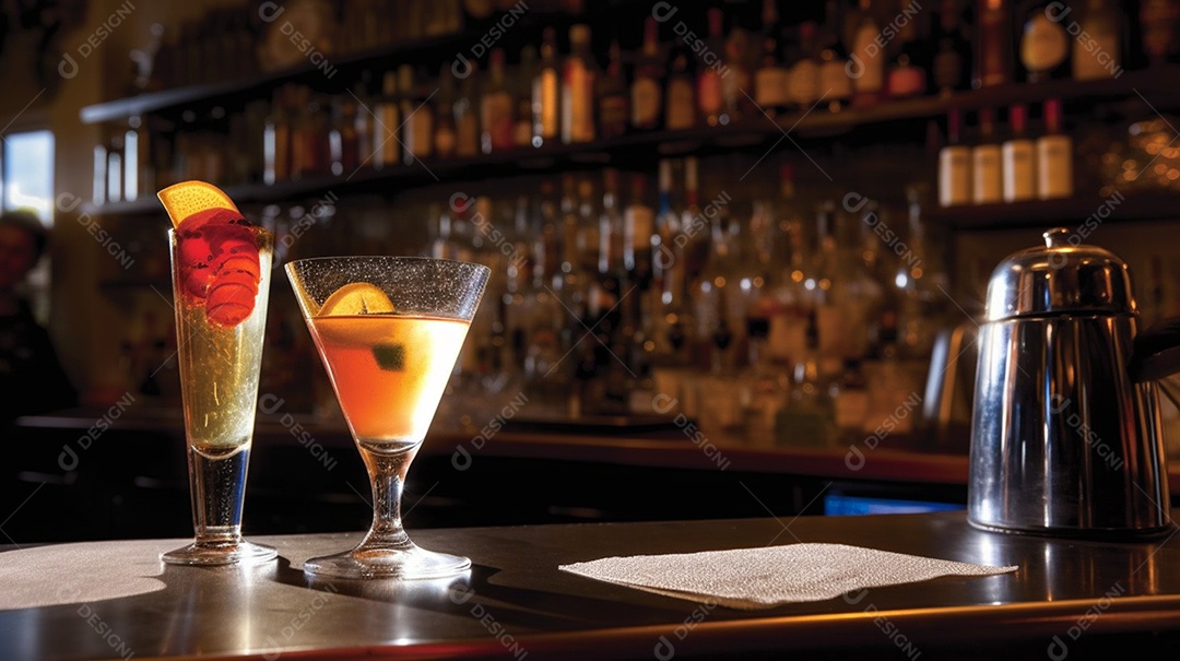 Taças Com Drinks Em Destilaria