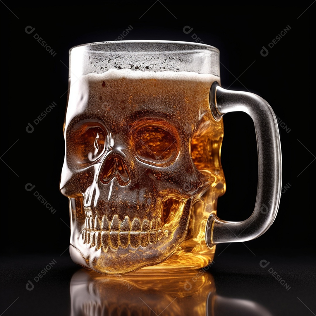 Copo De Cerveja Com Rosto De Caveira Chopp
