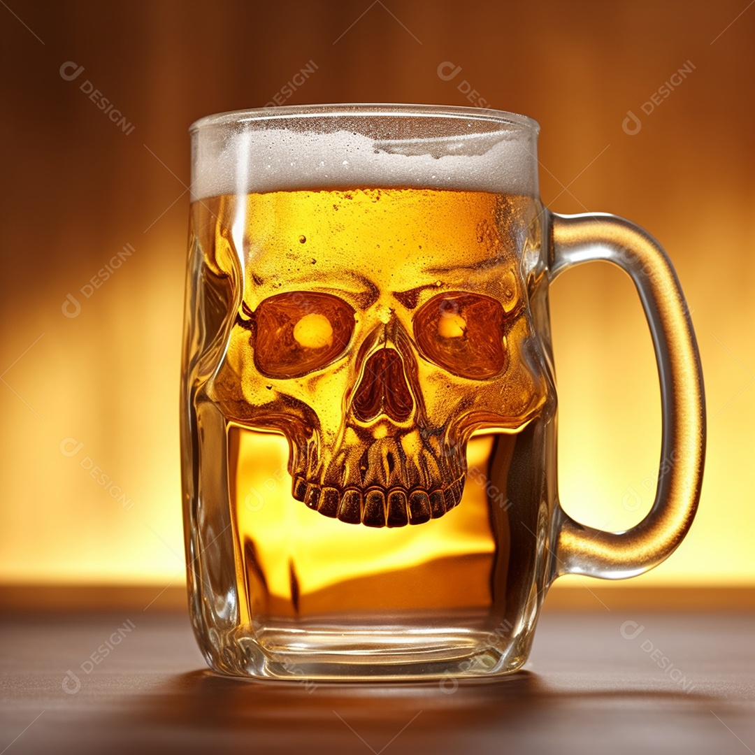 Copo De Cerveja Com Rosto De Caveira Chopp