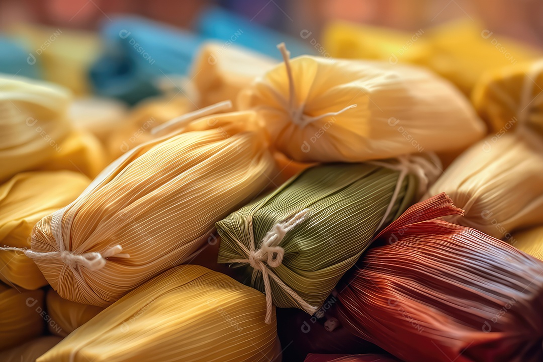 Pamonha ou Tamales com recheio de milho verde comida típica brasileira para a festa junina de São João.