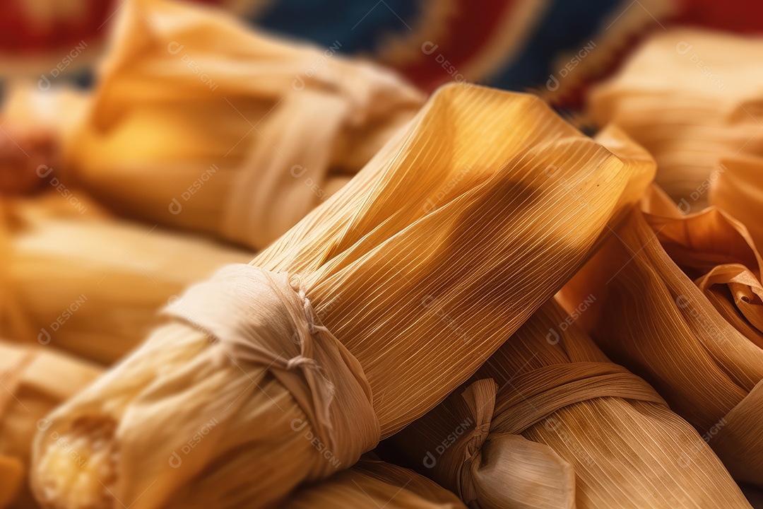 Pamonha ou Tamales com recheio de milho verde comida típica brasileira para a festa junina de São João.